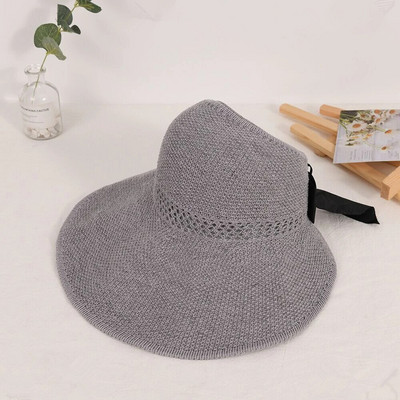 Nyári női napsapkák, nagy karimájú, klasszikus masnival összecsukható divatos szalmakalap alkalmi szabadtéri strandsapka nőknek UV-védett sapka