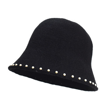 Нова панамска топла зимна дамска шапка-кофа Ангола Дълга шапка за мивка от заешка кожа Модна есенно-зимна удебелена рибарска шапка