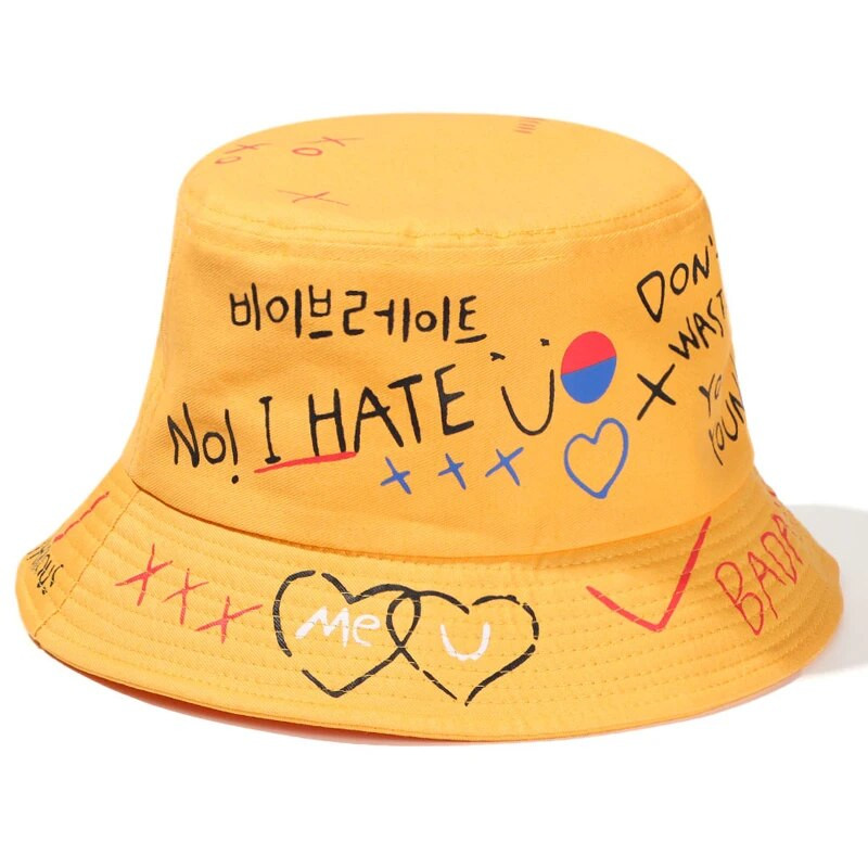 Γυναικείο καπέλο για καλοκαιρινό γκράφιτι γράμματα με κουβά Καπέλα Ψάρεμα υπαίθριο χιπ χοπ καπέλο Fisherman Bob καπέλο για άνδρες Δώρα για ζευγάρια Παναμά