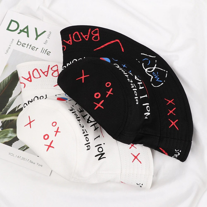 Γυναικείο καπέλο για καλοκαιρινό γκράφιτι γράμματα με κουβά Καπέλα Ψάρεμα υπαίθριο χιπ χοπ καπέλο Fisherman Bob καπέλο για άνδρες Δώρα για ζευγάρια Παναμά