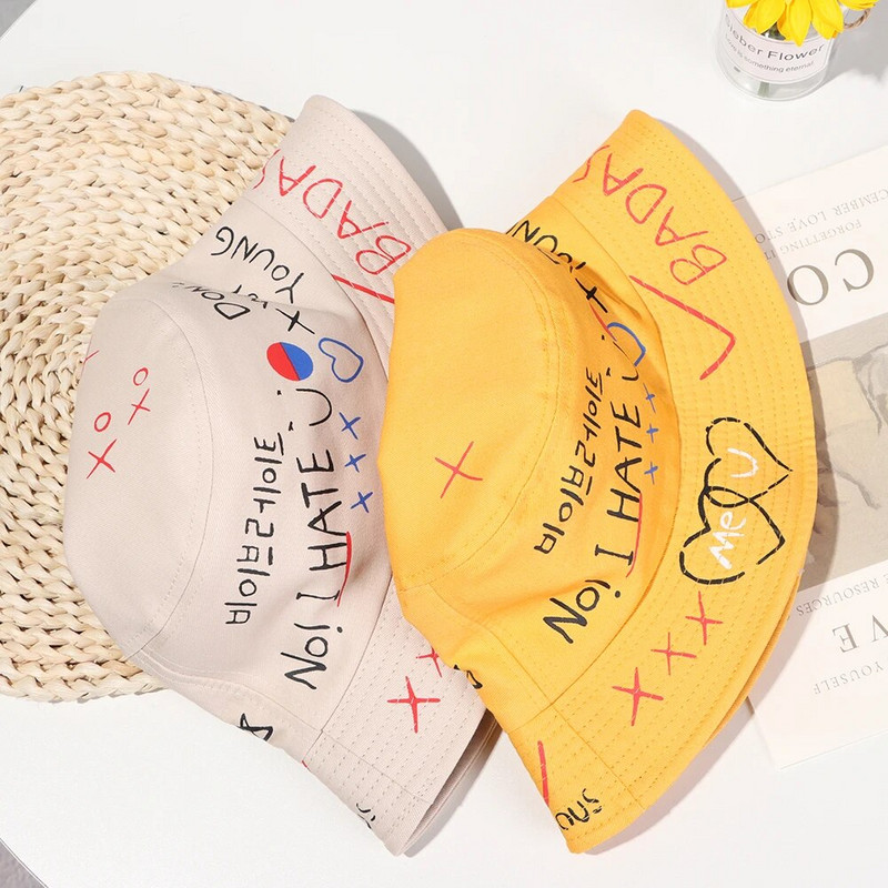 Γυναικείο καπέλο για καλοκαιρινό γκράφιτι γράμματα με κουβά Καπέλα Ψάρεμα υπαίθριο χιπ χοπ καπέλο Fisherman Bob καπέλο για άνδρες Δώρα για ζευγάρια Παναμά