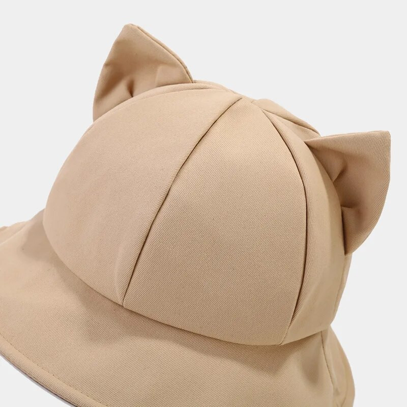 Nauja animacinių filmų kačių ausų kepurė mergaitei medvilninė kepurė nuo saulės Moterų korėjiečių pavasario vasara Panama solidi moteriška kepurė nuo saulės