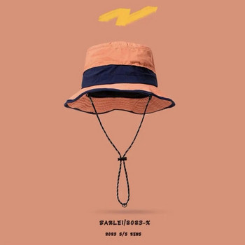 Нова водоустойчива шапка-кофа за мъже и жени Пролет и лято Сгъваема чанта Бързосъхнещ външен сенник Шапка за риболов с връзки