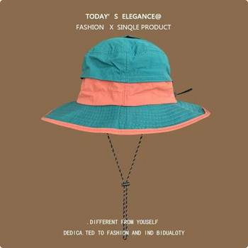 Нова водоустойчива шапка-кофа за мъже и жени Пролет и лято Сгъваема чанта Бързосъхнещ външен сенник Шапка за риболов с връзки