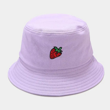 Сладка ягодова бродерия с букви, момиче, рибарска шапка, дамска сгъваема креативна външна модна шапка за мивка, кофа, шапка за слънце, шапки