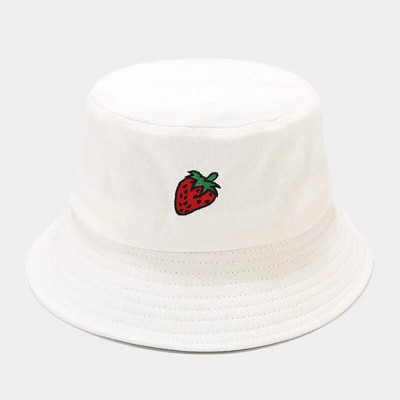 Slatka ribička kapa s vezom u obliku jagode, djevojka, šešir, ženska sklopiva kreativna modna kapa za umivaonik, kanta, šešir za sunčanje, kapice
