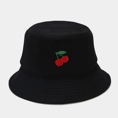 Slatka ribička kapa s vezom u obliku jagode, djevojka, šešir, ženska sklopiva kreativna modna kapa za umivaonik, kanta, šešir za sunčanje, kapice