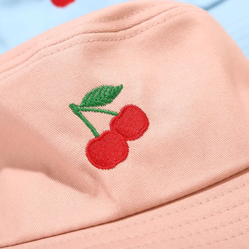 Slatka ribička kapa s vezom u obliku jagode, djevojka, šešir, ženska sklopiva kreativna modna kapa za umivaonik, kanta, šešir za sunčanje, kapice