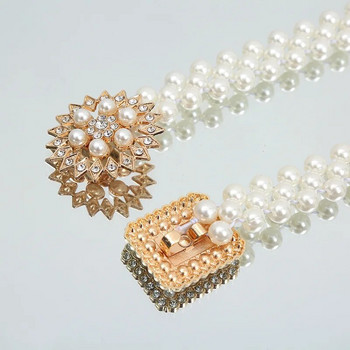 Перлен колан за талията Златни и сребърни катарами за вратовръзка Еластичен колан с кристали Бижута за жени и момичета UTU026