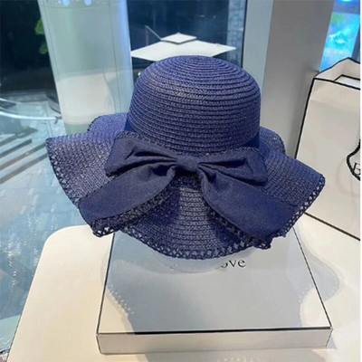 Proljetni i ljetni ženski šešir od slame za sunčanje, šešir od bambusa s velikim obodom i mašnom, ženski modni ribarski šešir na otvorenom 2024.