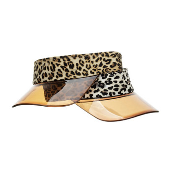 Καλοκαιρινό καπέλο αντηλιακού 2023 Leopard διαφανές άδειο επάνω μέρος πλαστικό PVC αντηλιακά καπέλα προσωπίδας για υπαίθρια αθλητικά καπέλα Chapeau Femme