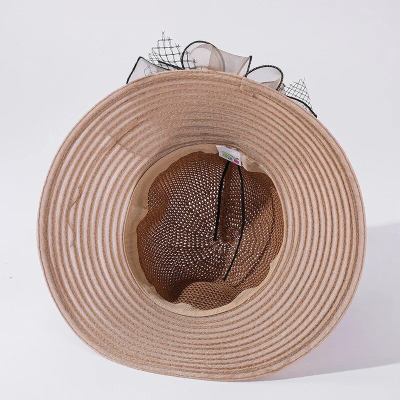 Шапка Женска органза Шапка за слънчеви бани с големи ръбове Модна шапка за слънце с цветя Ваканционни плажни шапки Безплатна доставка Шапки за жени Плаж