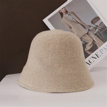 Зимна дамска елегантна вълнена шапка-кофа Плетена дебела топла рибарска шапка с купол Едноцветна универсална реколта външна панама шапка