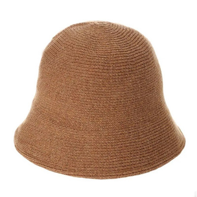 Zimska ženska elegantna vunena kapa s kantom, pletena debela topla ribarska kapa s kupolom, jednobojna svestrana vintage panama šešir