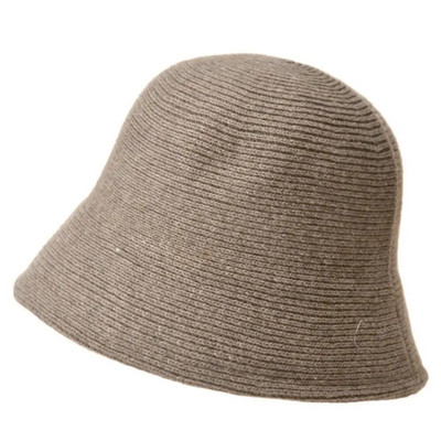 Zimska ženska elegantna vunena kapa s kantom, pletena debela topla ribarska kapa s kupolom, jednobojna svestrana vintage panama šešir