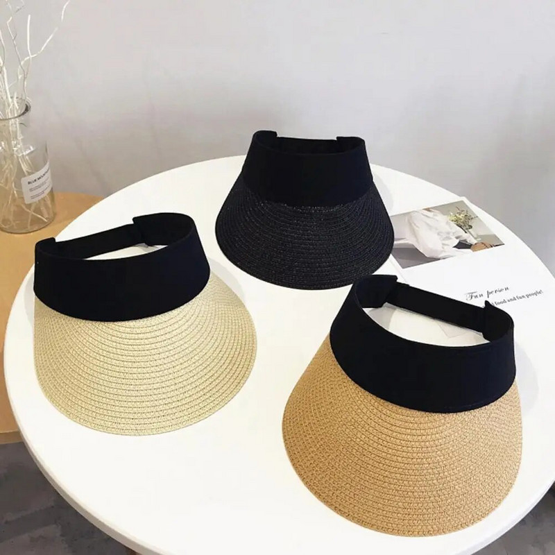 Praktični sjajni ljetni šešir protiv UV zračenja Lagani ženski šešir s pletenicama za plažu
