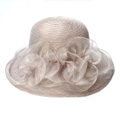 Novi ljetni šešir sa širokim obodom za 2023. za žene Elegantni šeširi za sunce s cvijetom od organze Ženske šešire za svadbe u Kentuckyju Derby