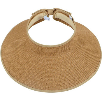 Дамски шапки с козирка за открито Летни шапки с дишащ въздух Слънчеви шапки с широка и голяма периферия, плътна UV защита, издълбана празна горна сламена шапка