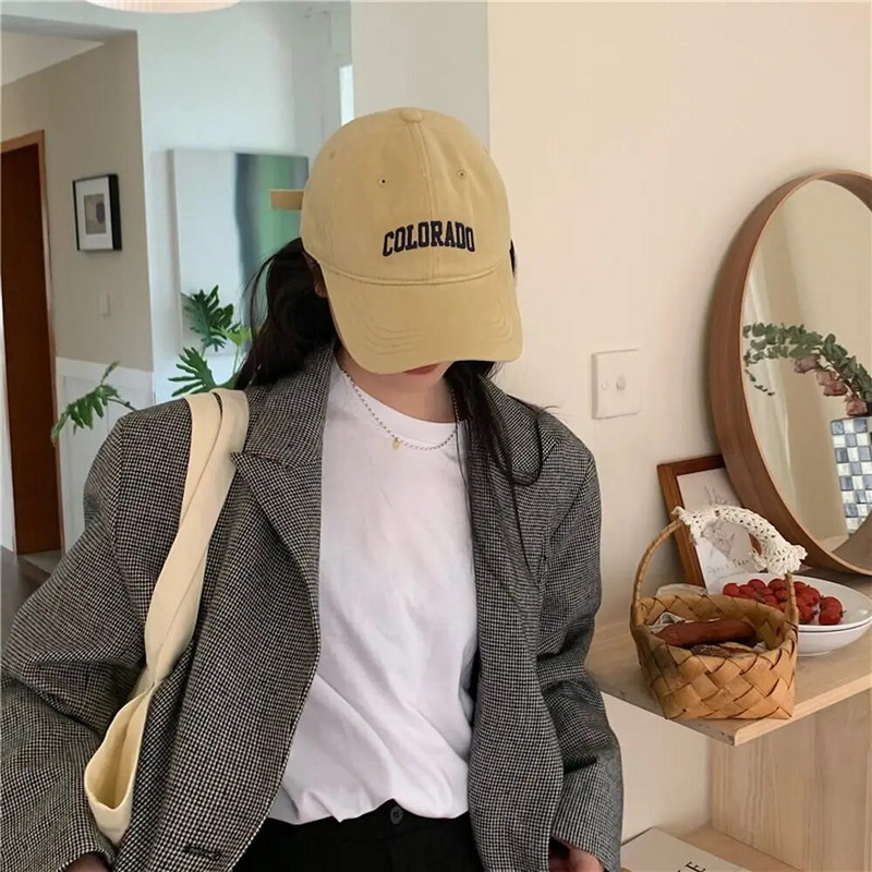 Sügis- ja suvine puuvillane kiri pesapallimütsi tikandid vabaaja mood Sport õues tähestik Lihtsad tippkübarad tüdrukute visiirid