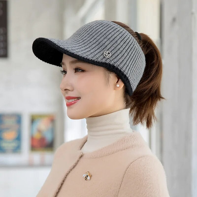 Καπέλα για Γυναικεία Καπέλο 2021 Νέα Άδεια Κορυφαία Πλεκτά Καπέλα Γυναικεία γείσα Μαύρο καπέλο Γυναικεία Gorros Φθινοπωρινά χειμερινά κορεάτικα καπέλα μπέιζμπολ