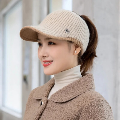 Καπέλα για Γυναικεία Καπέλο 2021 Νέα Άδεια Κορυφαία Πλεκτά Καπέλα Γυναικεία γείσα Μαύρο καπέλο Γυναικεία Gorros Φθινοπωρινά χειμερινά κορεάτικα καπέλα μπέιζμπολ