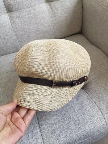 Κορεάτικο ψάθινο καπέλο Γυναικείο αντηλιακό ψάθινο καπέλο με δίχτυ που αναπνέει Καλλιτεχνικό καπέλο μπερέ ζωνών καπέλο Vintage Outdoors Fit