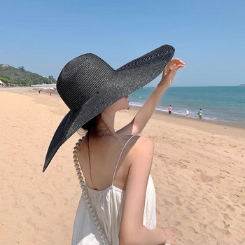 Καπέλο ήλιου Μεγάλο γείσο ασημί αναπνεύσιμο καπέλο αντηλιακό γυναικείο ευέλικτο αντηλιακό καπέλο καλοκαιρινών διακοπών Καπέλο παραλίας Καπέλο προστασίας από τον ήλιο