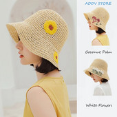Moteriškos šiaudinės skrybėlės Rankomis austos nertos kibiro kepurė vasaros sulankstoma lauko paplūdimio kepurė nuo saulės Panamos kepurė