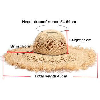 Γυναικείες Καλοκαιρινό Φυσικό Καπέλο Raffia Κορίτσι Μόδα από Ψάθινο Καπέλο Δισκέτα Σκίαση Panama Φαρδύ γείσο Καπέλα ηλίου Gilrs Καπέλο για διακοπές στην παραλία