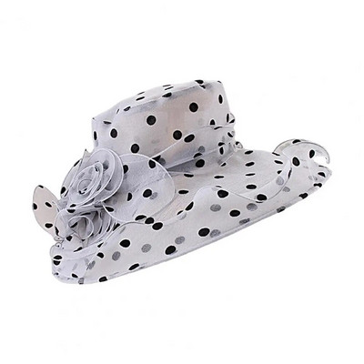 Légáteresztő női napvédő sapka széles karimájú csipke virágmintás pöttyös hálós fodros dekoratív női napvédő kalap nyárra