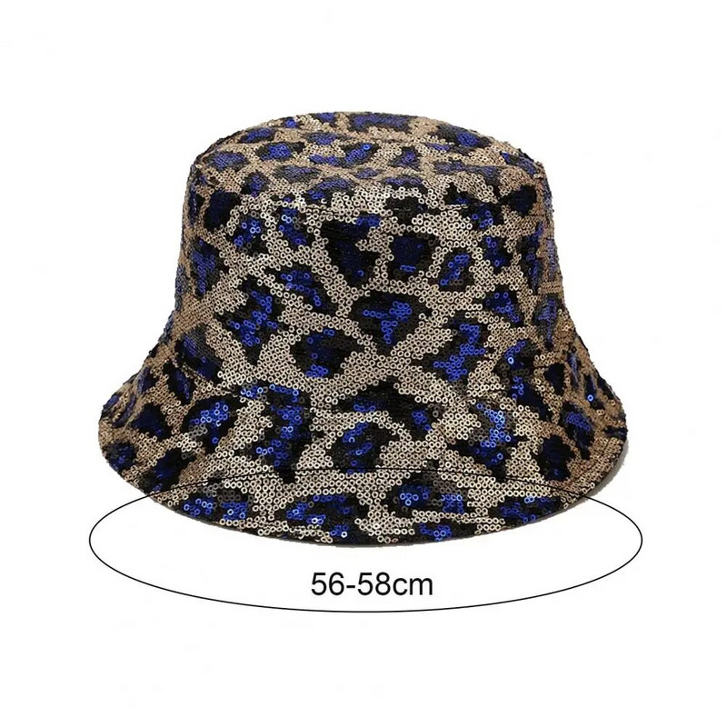 Ženski ribarski šešir, šljokice, leopard uzorak, scenski nastup, kapa za umivaonik