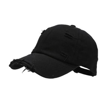 Нова винтидж изпрана шапка от изтъркан памук с козирки, дамска скъсана бейзболна шапка, регулируема шапка в унисекс стил