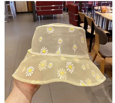 Tratinčice Vezene kante Šešir Ženski prozirni čipkasti cvjetni šeširi za plažu Panama šeširi Visoki top Snapback Modna ljetna kapa za sunčanje s tratinčicama