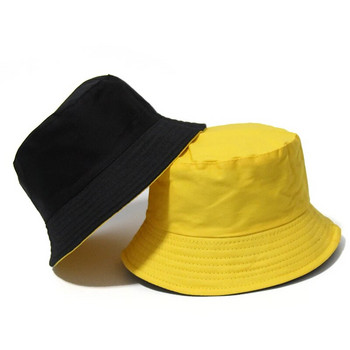 Черна масивна шапка тип кофа Двустранно облекло Унисекс Боб шапки Хип-хоп Gorros Мъже жени Лятна панама Шапка Плажна шапка за риболов на слънце