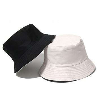 Μαύρο συμπαγές καπέλο με κάδο δύο όψεων Φορέστε Unisex Bob Caps Hip Hop Gorros Ανδρικές γυναίκες Καλοκαιρινό Panama Cap Beach Sun Fishing boonie Καπέλο