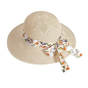 Лятна лента с панделка Външни шапки за слънце Момичета Сламена шапка с широка периферия Дамски панамски шапки Слънцезащитни шапки за жени Шапки за слънце Нови
