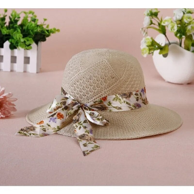Suvised Bowknot Ribbon Õues kasutatavad päikesemütsid Tüdrukutele Laia äärega õlgkübar Naistele Panama Mütsid Päikesekaitsemütsid naistele Päikesemütsid Uus