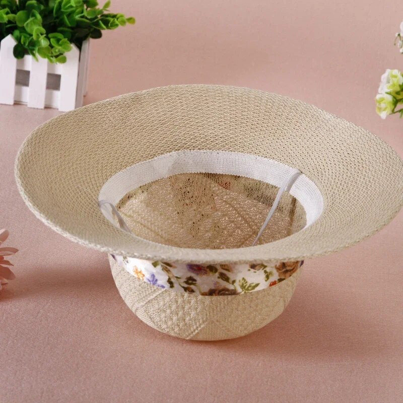 Suvised Bowknot Ribbon Õues kasutatavad päikesemütsid Tüdrukutele Laia äärega õlgkübar Naistele Panama Mütsid Päikesekaitsemütsid naistele Päikesemütsid Uus