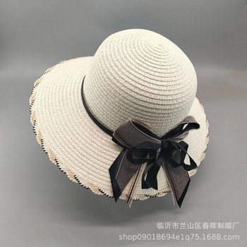 2022 νέα κορεατική έκδοση με μεγάλο γείσο μονόχρωμο ψάθινο καπέλο, ελαφρύ και λεπτό αντηλιακό καπέλο παραλίας εξωτερικού χώρου