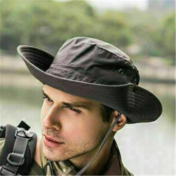 Камуфлажна тактическа шапка Военна шапка Boonie Армейски шапки Camo Мъже Спорт на открито Sun Bucket Cap Риболов Туризъм Шапки за лов в джунглата