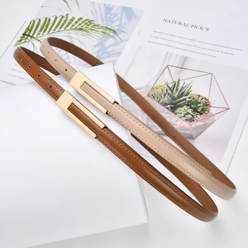 Novi luksuzni remen  sa zlatnom kopčom Ženski modni tanki metalni crno-bijeli remeni  Ženski traperice Pojas za haljine 2023.