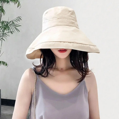 2023 m. skrybėlė nuo saulės vasaros sulankstoma kibiro kepurė moterims lauko apsauga nuo saulės medvilninė medžioklės kepurė nuo UV spindulių plataus krašto kibiro kepurė nuo saulės