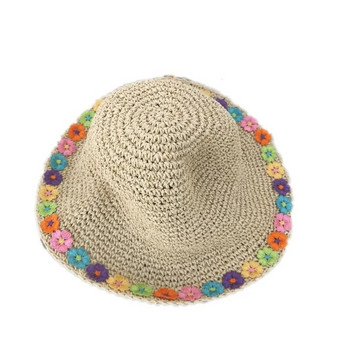 Νέο καλοκαιρινό γυναικείο καπέλο ηλίου Ψάθινο καπέλο με βελονάκι γυναικείο πτυσσόμενο καπέλο Panama UV Καπέλο ηλίου λουλούδι Καπέλο ψαρέματος Καπέλο για διακοπές
