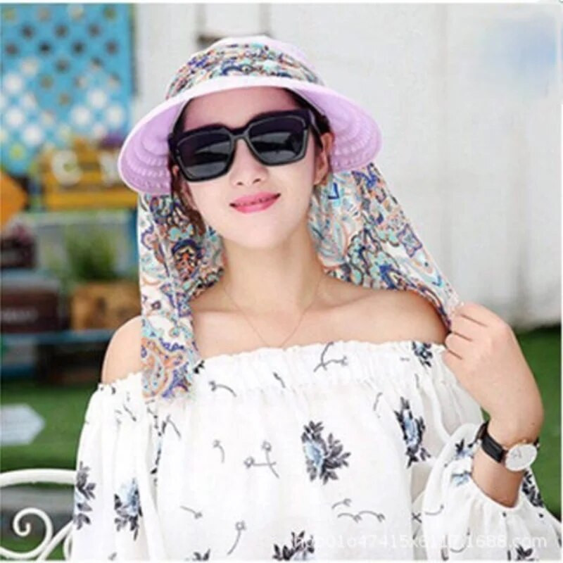 Ljetni paisley šal Kape sa šiltom Širokog oboda Zaštitna maska za lice Anti-UV Sklopivi šeširi za sunce Ženske vanjske zaštite od sunca Biciklistički šešir za plažu