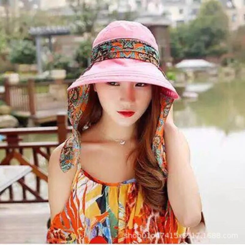Ljetni paisley šal Kape sa šiltom Širokog oboda Zaštitna maska za lice Anti-UV Sklopivi šeširi za sunce Ženske vanjske zaštite od sunca Biciklistički šešir za plažu