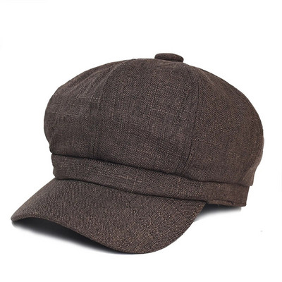 Ženske novinske kape Novopristigla Gatsby kapa Osmerokutna lanena smeđa beretka Vozački šešir Ženska proljetna kapa za sunčanje Painter Tour Cap