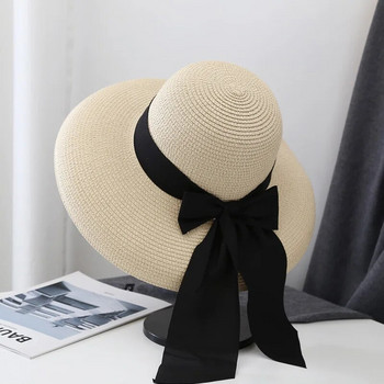 Hot Bucket Hat Елегантни луксозни сламени дамски летни шапки сгъваема слънцезащитна шапка за лице курорт плажен туризъм шапка за слънце на едро