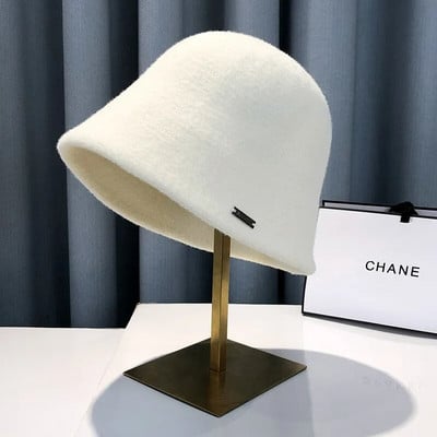 MAXSITI U Cashmere mišinio šilta kibiro kepurė moterims žieminė Elegantiška ir madinga žvejo kepurė Panamos kepurės juodos baseino kepurės