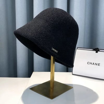 MAXSITI U Cashmere mišinio šilta kibiro kepurė moterims žieminė Elegantiška ir madinga žvejo kepurė Panamos kepurės juodos baseino kepurės