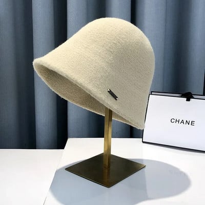 MAXSITI U Cashmere mišinio šilta kibiro kepurė moterims žieminė Elegantiška ir madinga žvejo kepurė Panamos kepurės juodos baseino kepurės